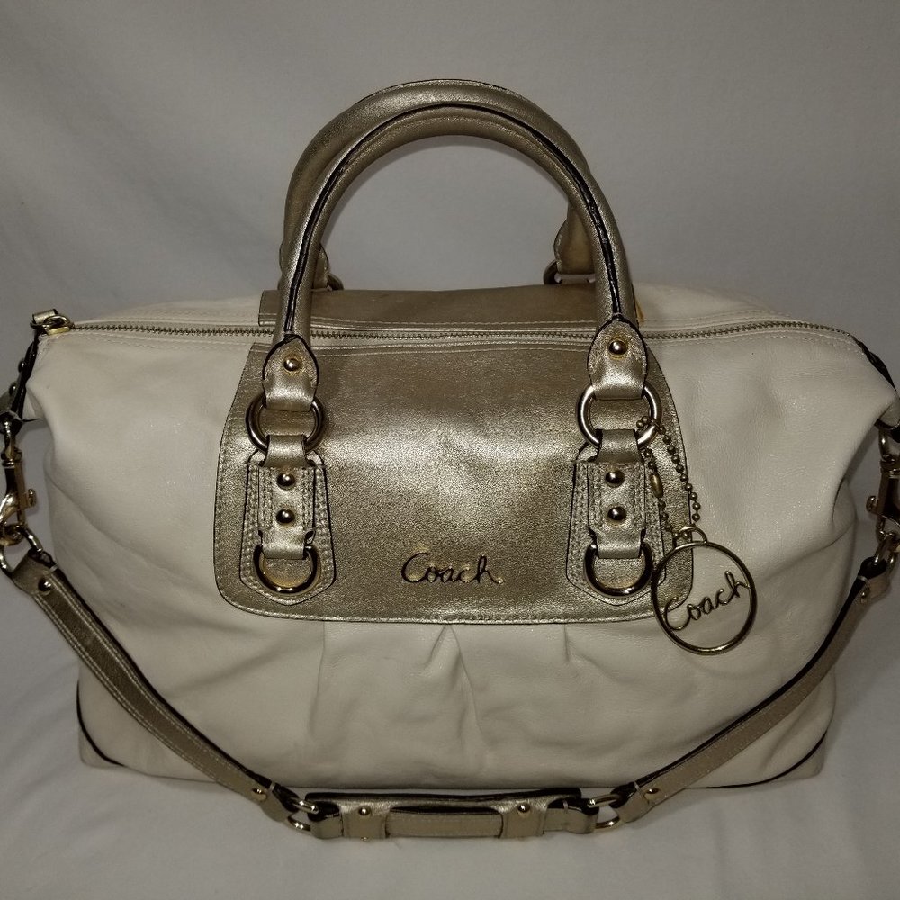 Coach 15447 ASHLEY Bone & Champagne Gold Satchel